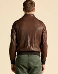 Aeronautica Militare Pilot Leather Jacket - Tobacco-Men's Leather Jackets-Brooklyn-Vancouver-Yaletown-Canada