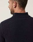 34 Heritage Cashmere Quarter Zip Sweater Dark Navy-Men's Sweaters-Brooklyn-Vancouver-Yaletown-Canada