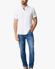 34 Heritage Linen Short Sleeve Shirt Bright White SS24-Men's Shirts-Brooklyn-Vancouver-Yaletown-Canada