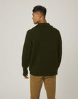 Peregrine Fisherman Cardigan - Olive-Men's Sweaters-Brooklyn-Vancouver-Yaletown-Canada