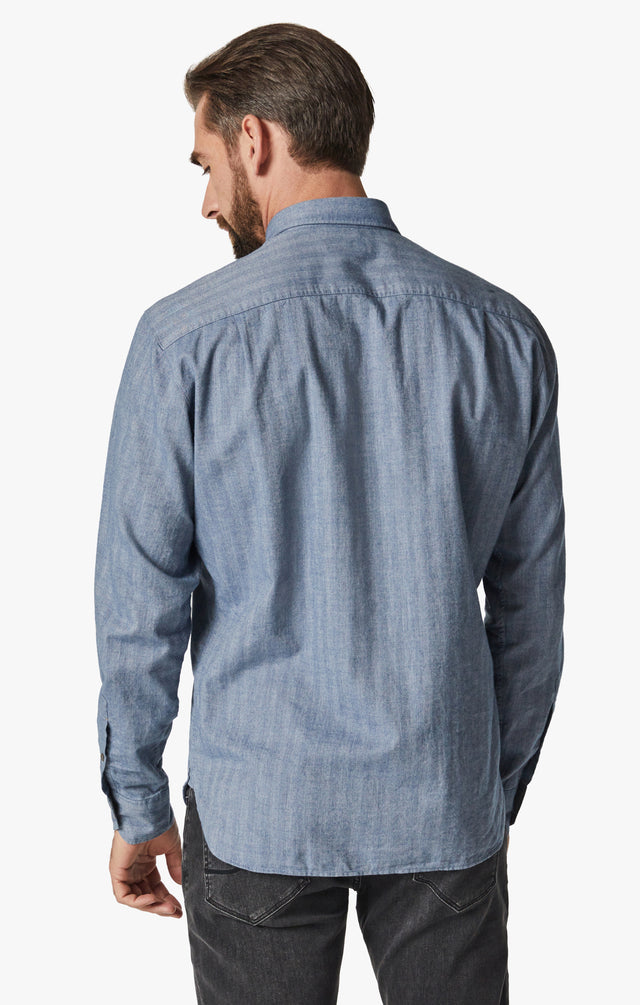34 Heritage Herringbone Shirt Blue-Men's Shirts-Brooklyn-Vancouver-Yaletown-Canada