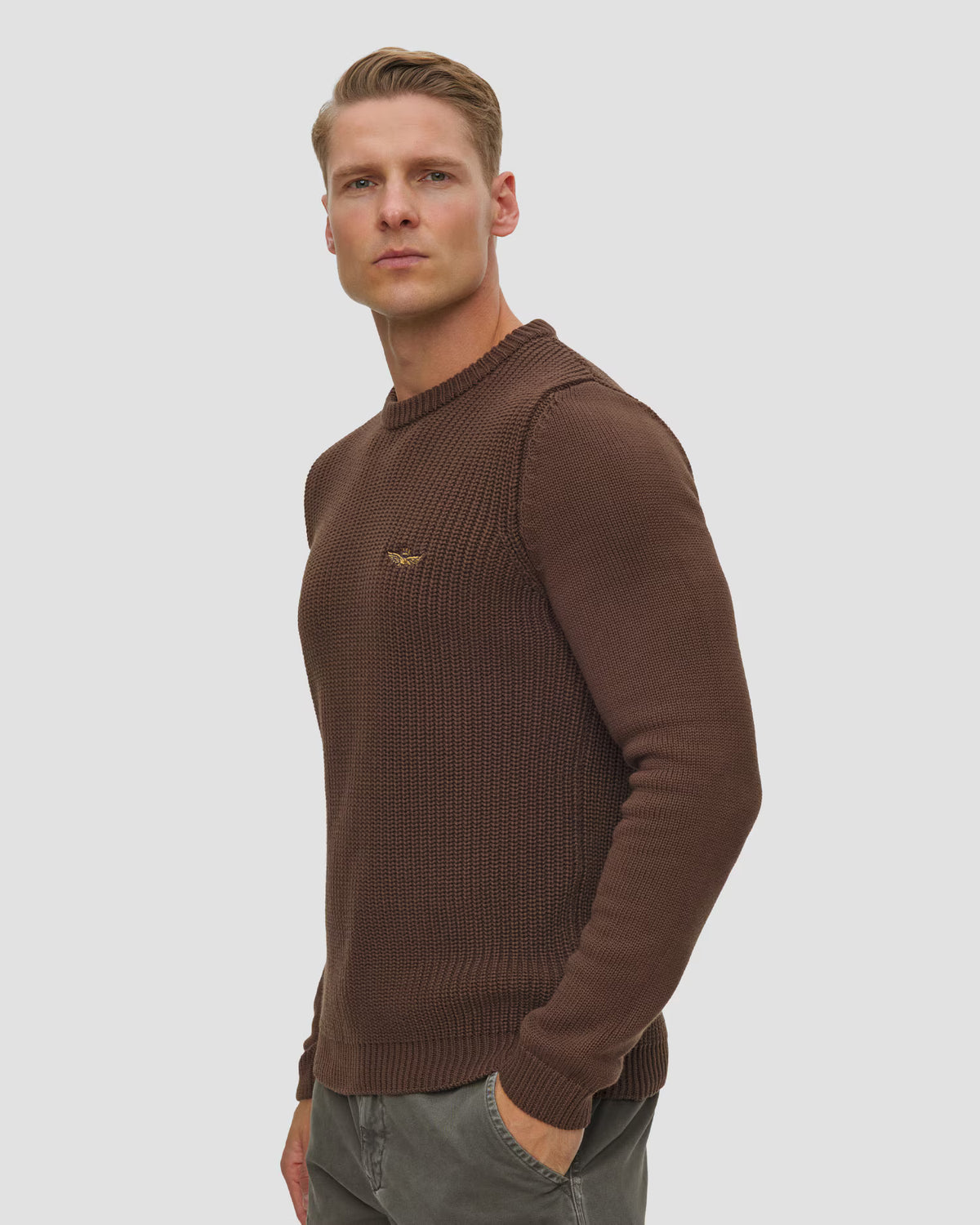 Aeronautica Militare Crewneck Sweater - Chestnut Brown-Men's Sweaters-Brooklyn-Vancouver-Yaletown-Canada