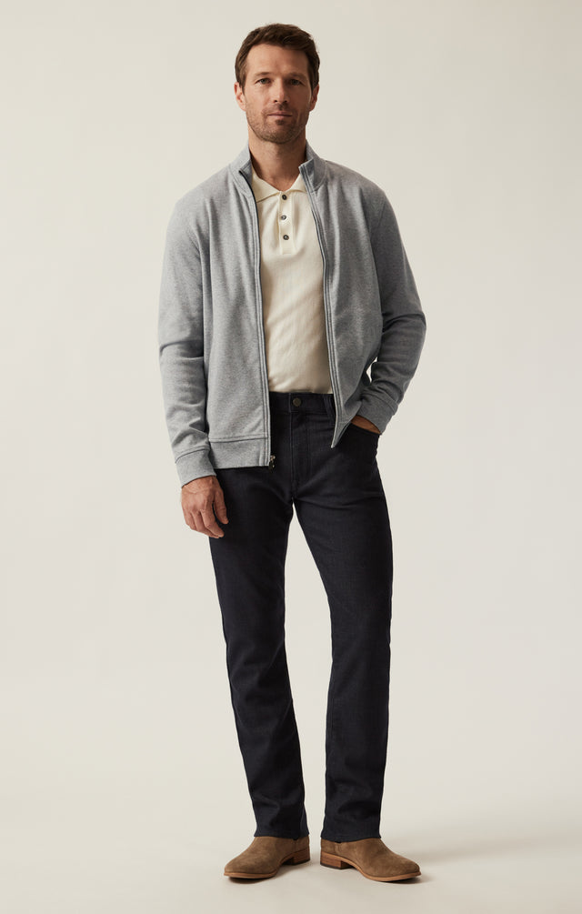 34 Heritage High Neck Zip-Up Grey Melange-Men&#39;s Sweaters-Brooklyn-Vancouver-Yaletown-Canada