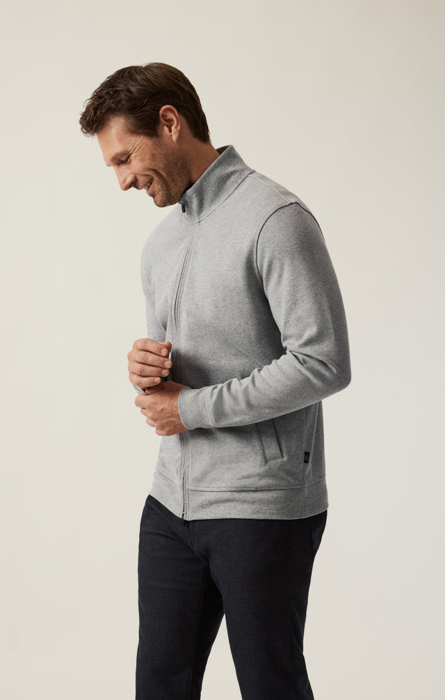 34 Heritage High Neck Zip-Up Grey Melange-Men&#39;s Sweaters-Brooklyn-Vancouver-Yaletown-Canada