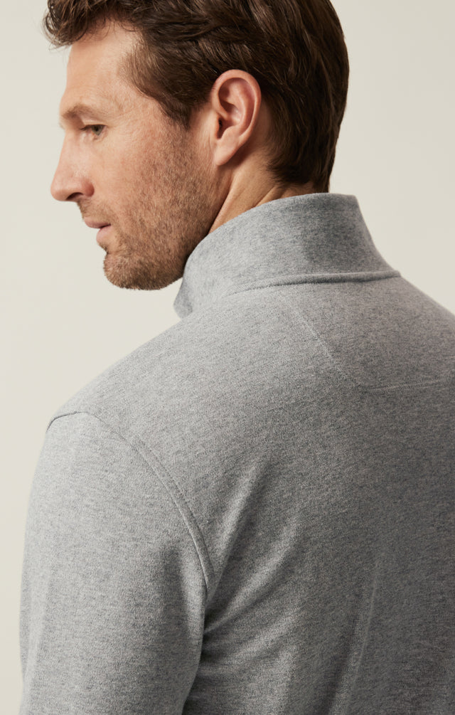 34 Heritage High Neck Zip-Up Grey Melange-Men&#39;s Sweaters-Brooklyn-Vancouver-Yaletown-Canada