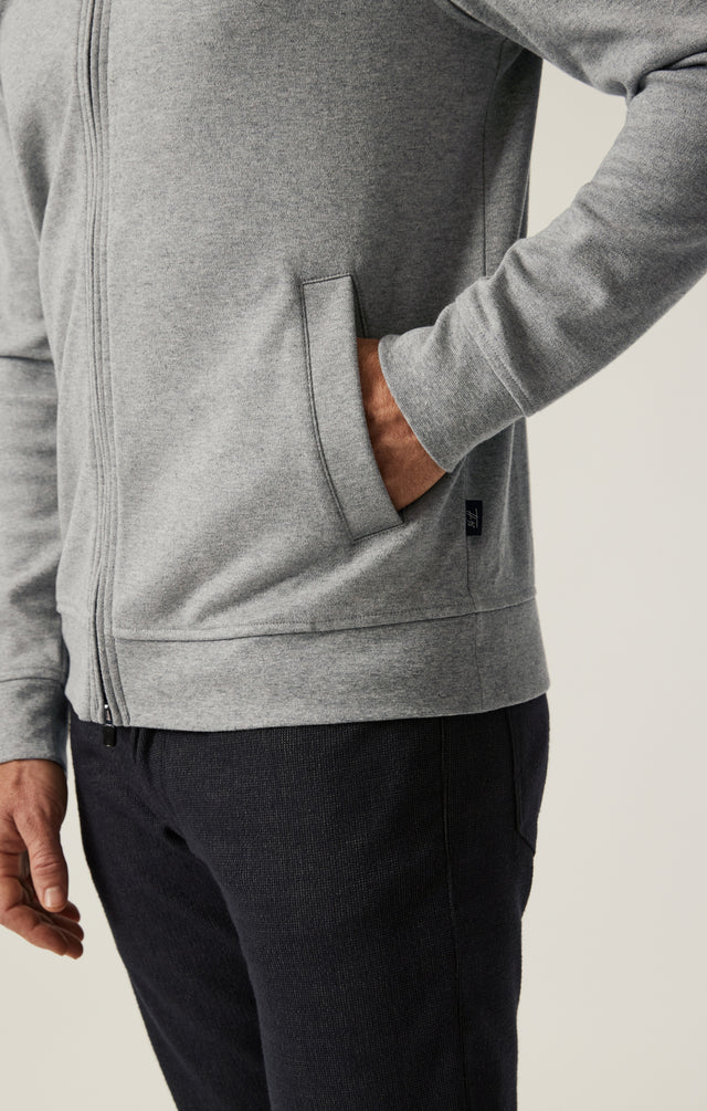 34 Heritage High Neck Zip-Up Grey Melange-Men&#39;s Sweaters-Brooklyn-Vancouver-Yaletown-Canada