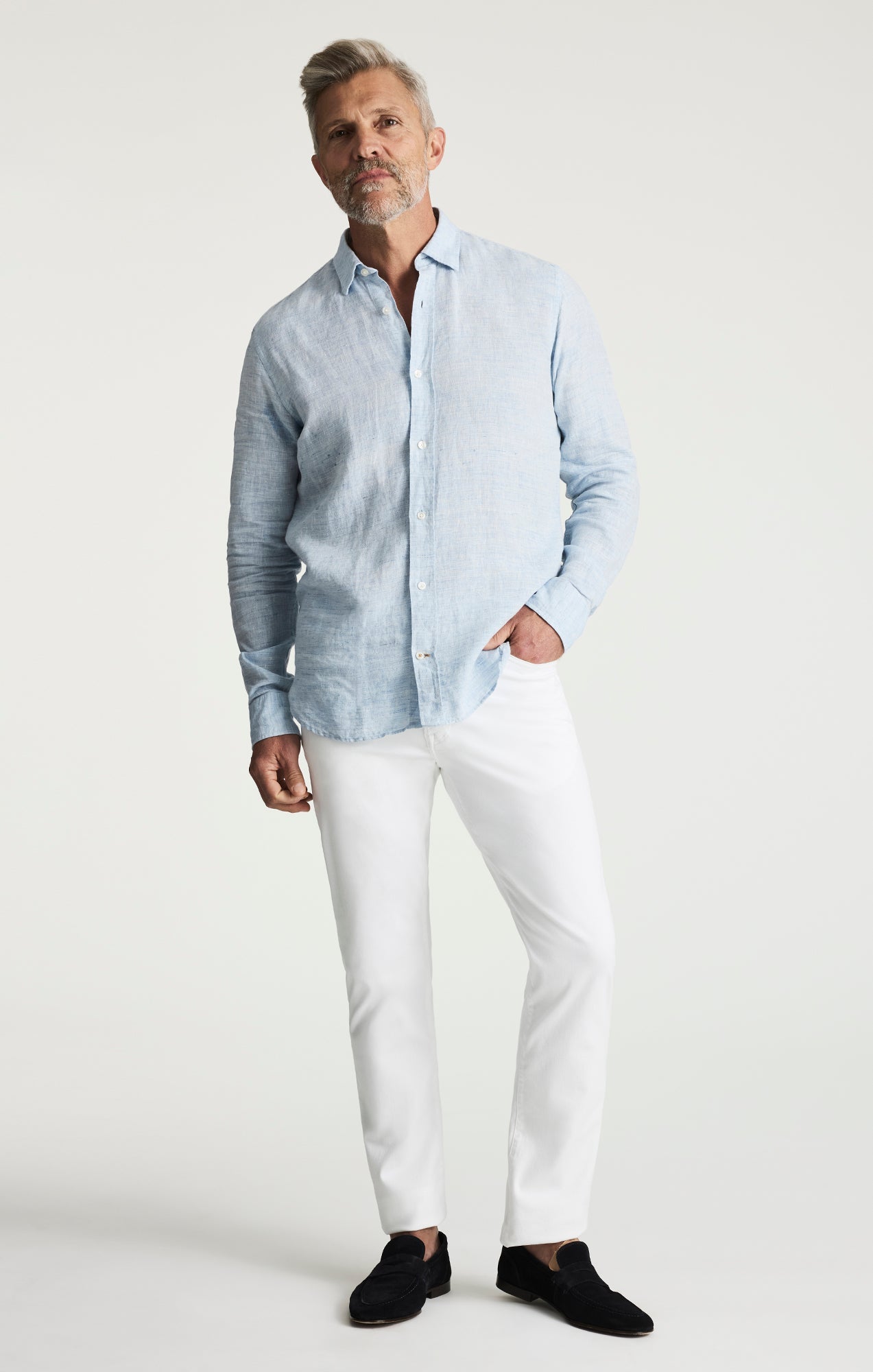 34 Heritage Linen Shirt Blue-Men's Shirts-Brooklyn-Vancouver-Yaletown-Canada