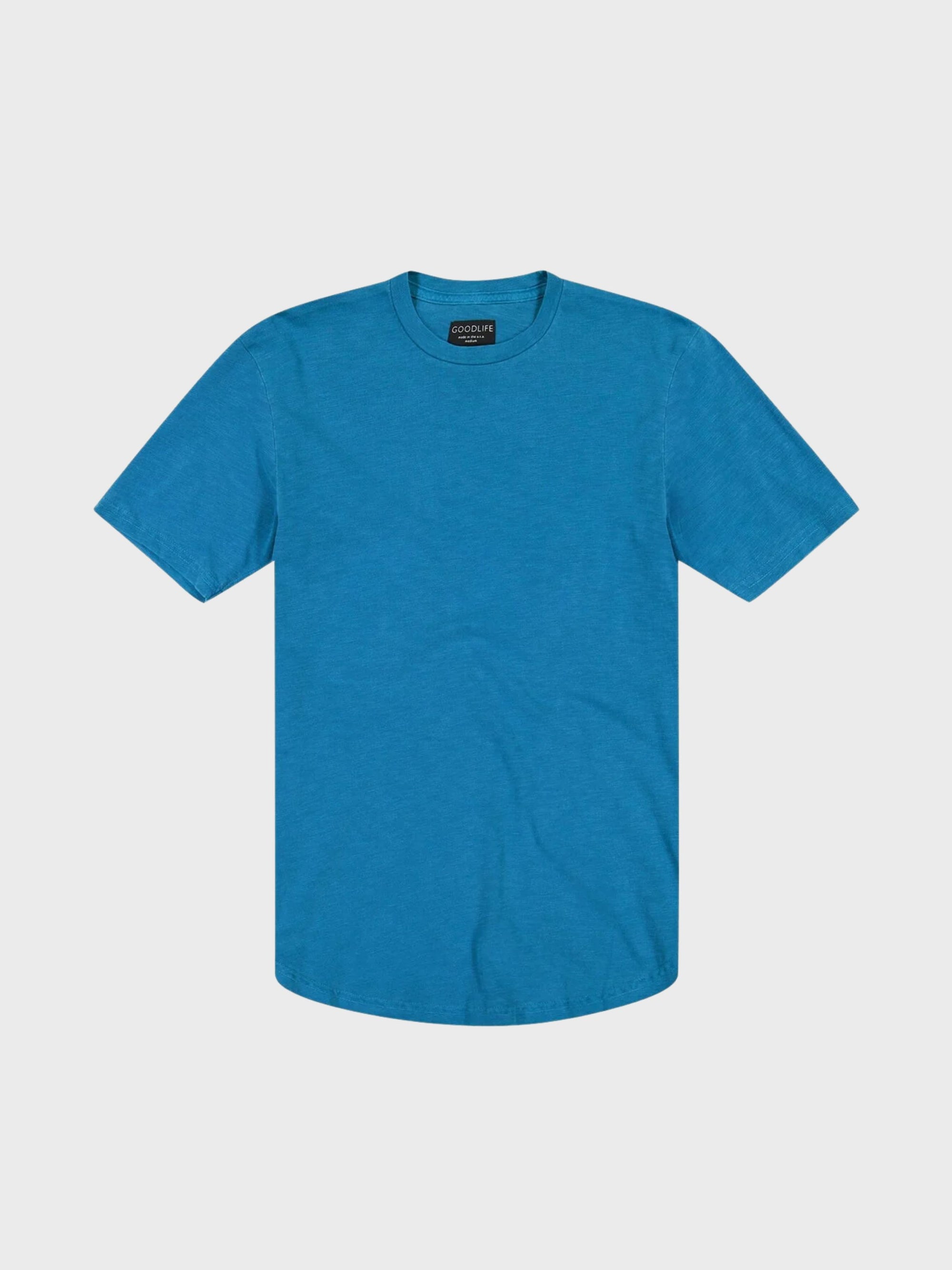 Goodlife Sun Faded Slub Scallop Crew Tee Mykonos Blue-Men's T-Shirts-Yaletown-Vancouver-Surrey-Canada