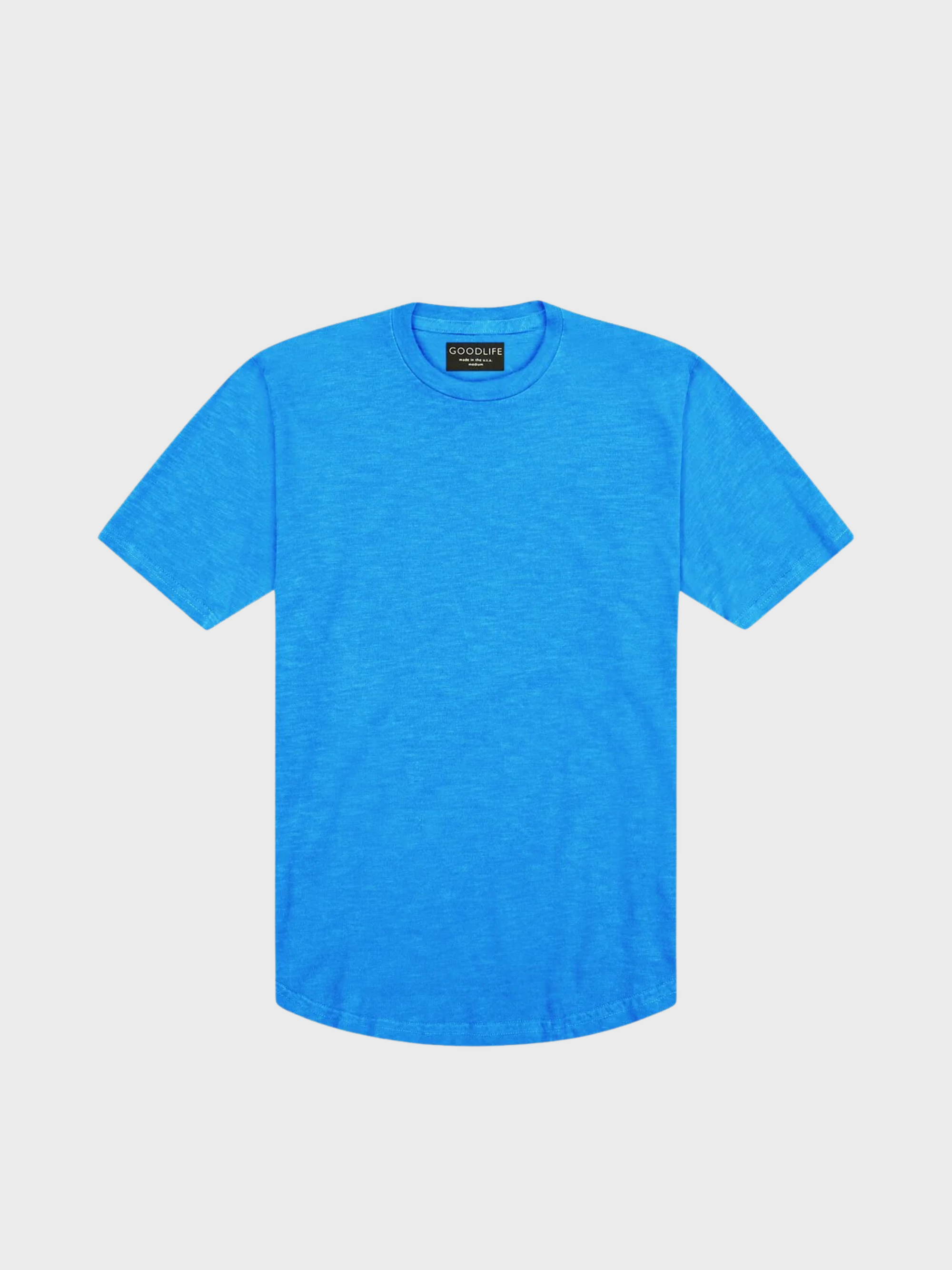 Goodlife Sun Faded Slub Scallop Crew Tee Lapis Blue-Men's T-Shirts-Yaletown-Vancouver-Surrey-Canada