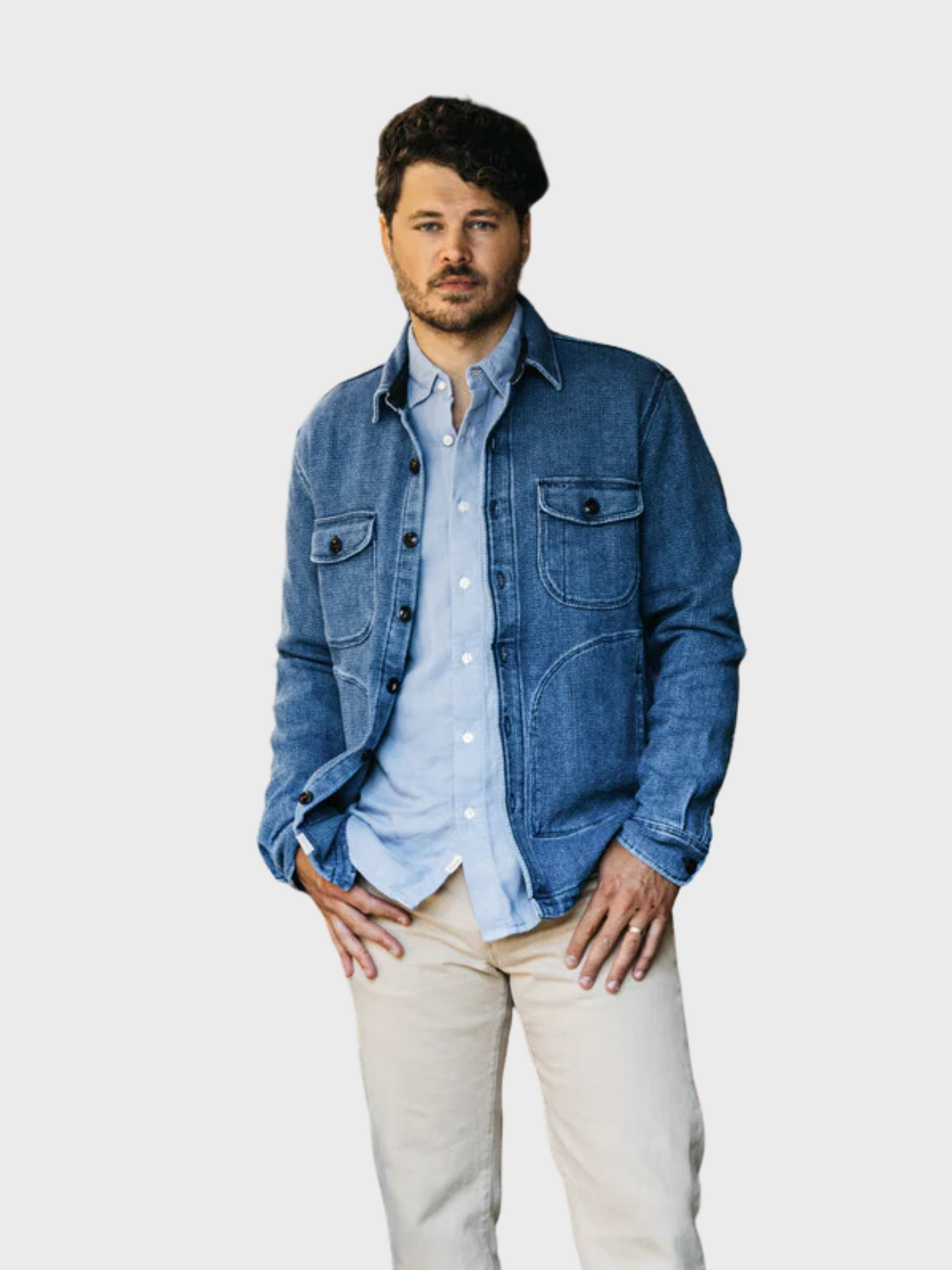 Kato The Anvil JK Sashiko Button Up Light Indigo SS24-Men's Shirts-S-Yaletown-Vancouver-Surrey-Canada