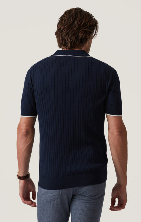34 Heritage Polo Sweater - Navy-Men's Sweaters-Brooklyn-Vancouver-Yaletown-Canada