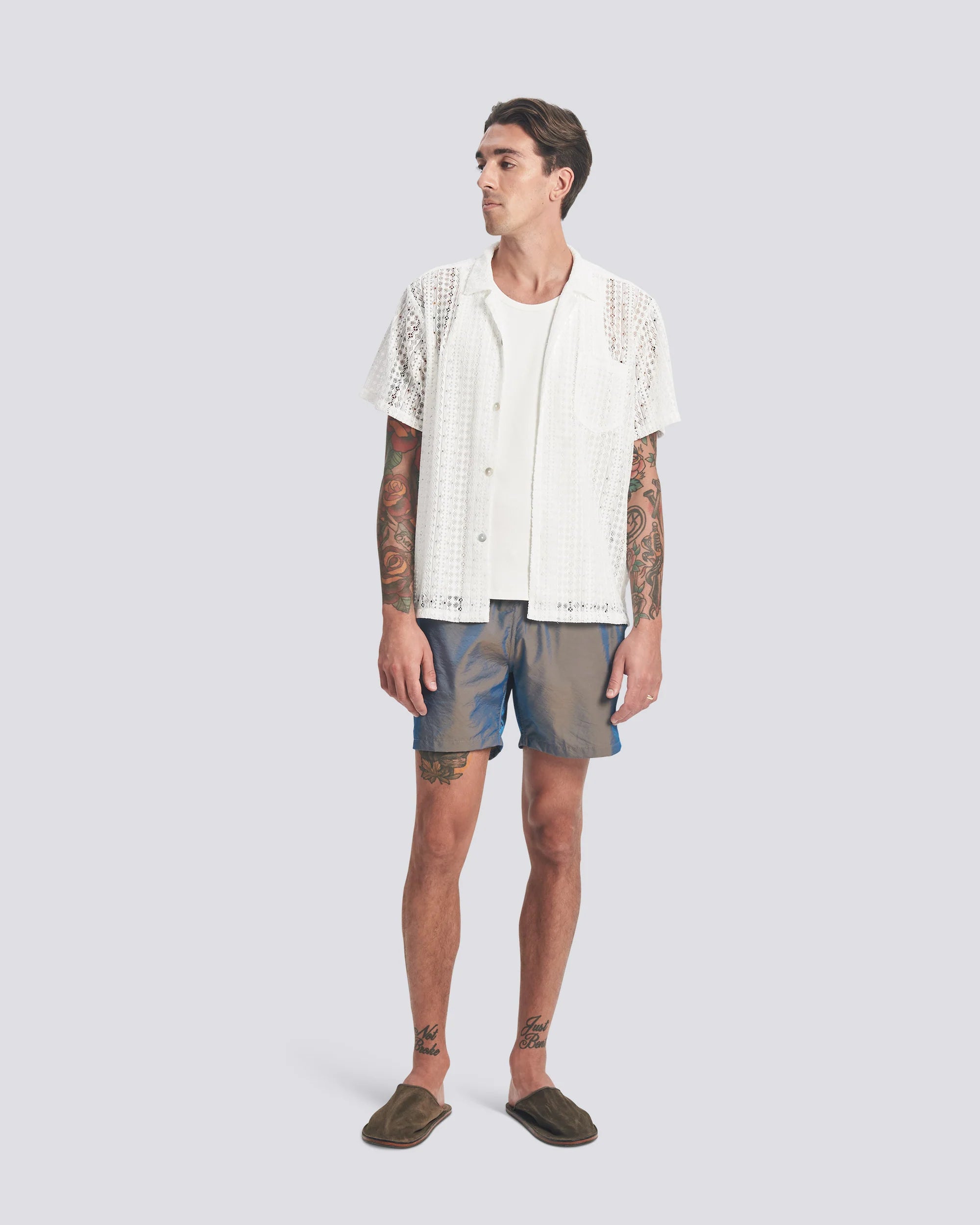 Bather Ore Iridescent Modern Trunk - Grey-Men's Shorts-Brooklyn-Vancouver-Yaletown-Canada