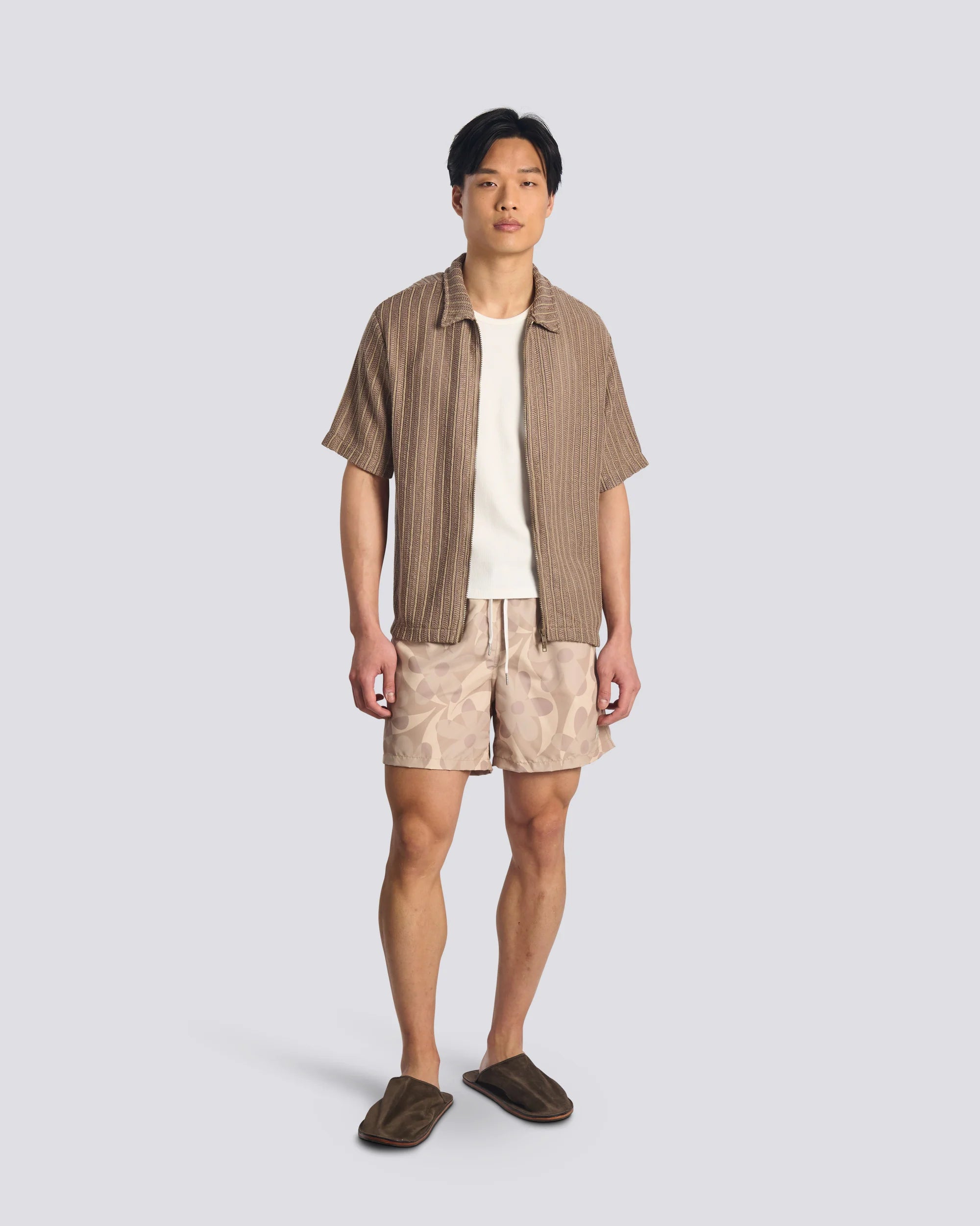Bather Birch Daisy Trip Swim Trunk - Natural-Men's Shorts-Brooklyn-Vancouver-Yaletown-Canada