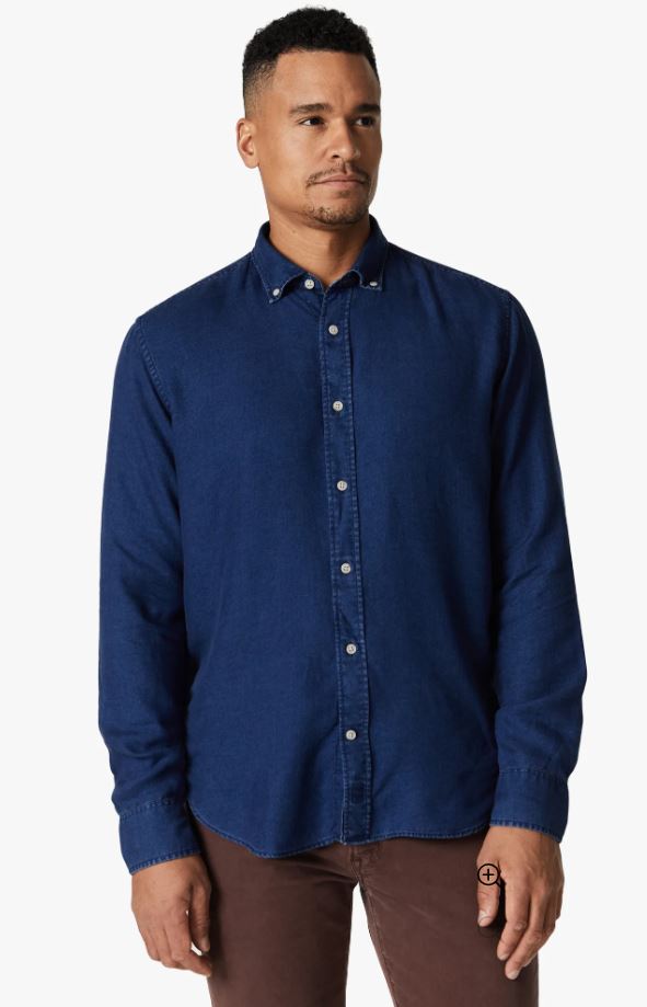 34 Heritage-Denim Shirt-Mid Indigo FW23-Men's Shirts-Yaletown-Vancouver-Surrey-Canada