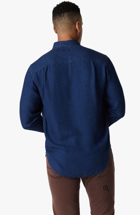 34 Heritage-Denim Shirt-Mid Indigo FW23-Men's Shirts-Yaletown-Vancouver-Surrey-Canada
