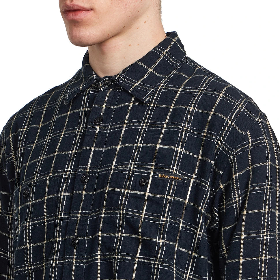Nudie Julian Worker Shadow Check Shirt Black-Men's Shirts-Brooklyn-Vancouver-Yaletown-Canada