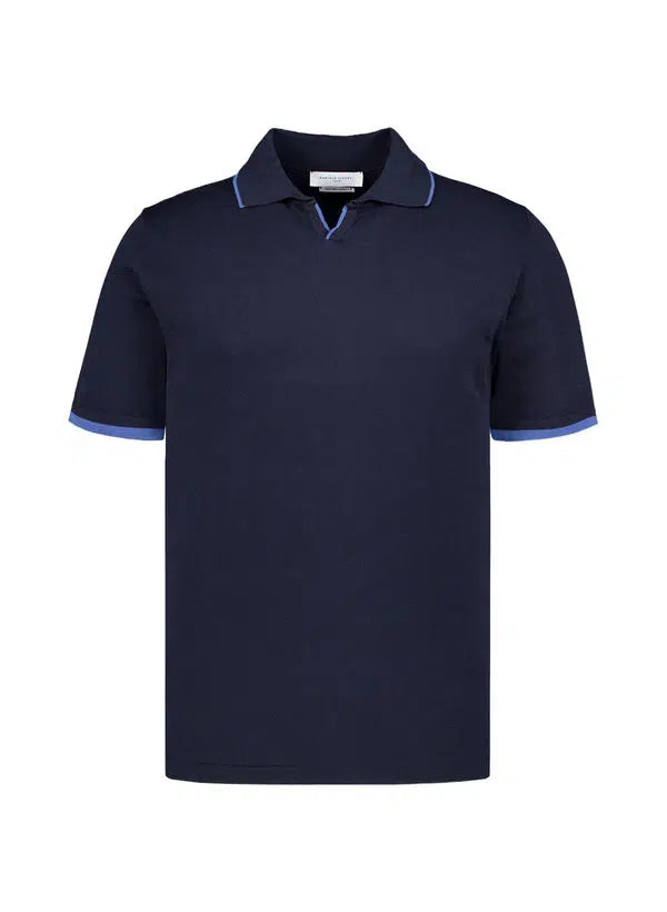 Fiesoli Jonny Polo Knit W Contrast Trim - Notte-Men's T-Shirts-Brooklyn-Vancouver-Yaletown-Canada