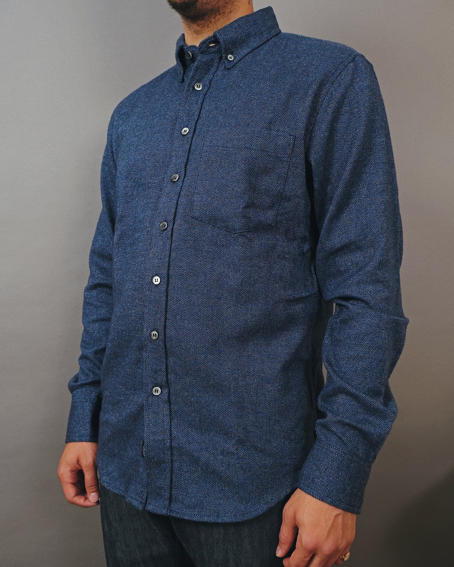 Outclass Shirt Tweed Flannel Indigo-Men's Shirts-Brooklyn-Vancouver-Yaletown-Canada