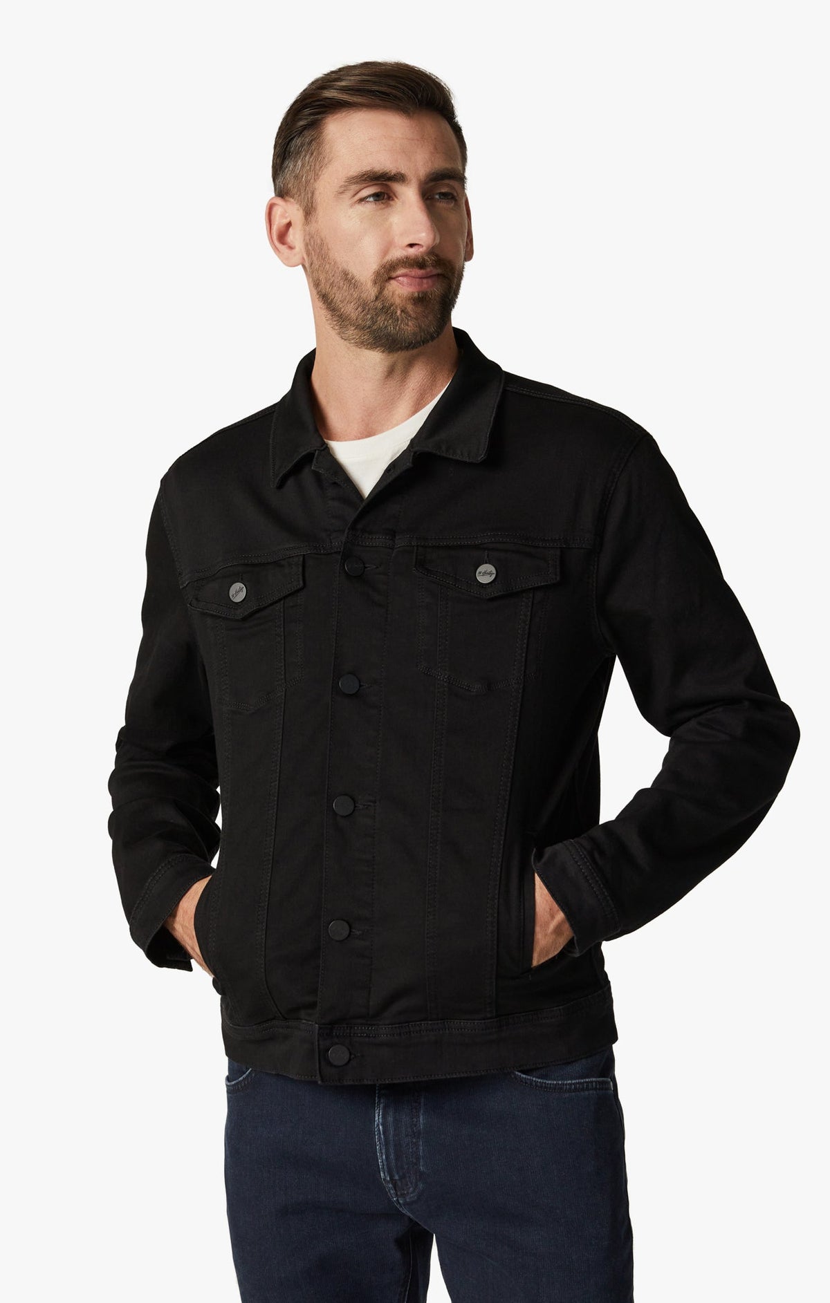 34 Heritage - Travis Black Brushed Denim Jacket-Men's Jackets-Brooklyn-Vancouver-Yaletown-Canada
