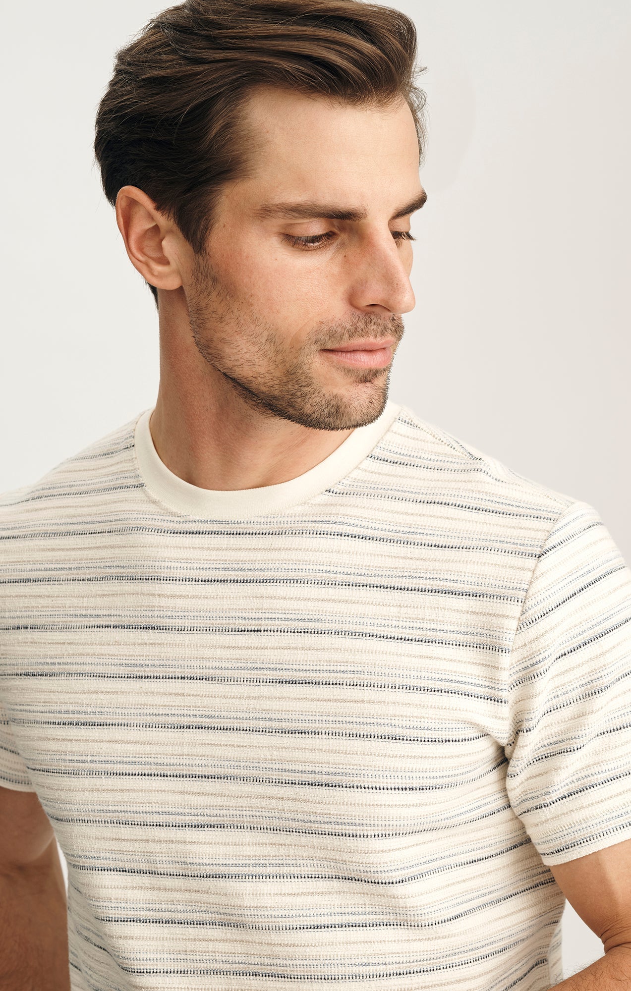 34 Heritage Striped Tee Beige-Men's T-Shirts-Brooklyn-Vancouver-Yaletown-Canada