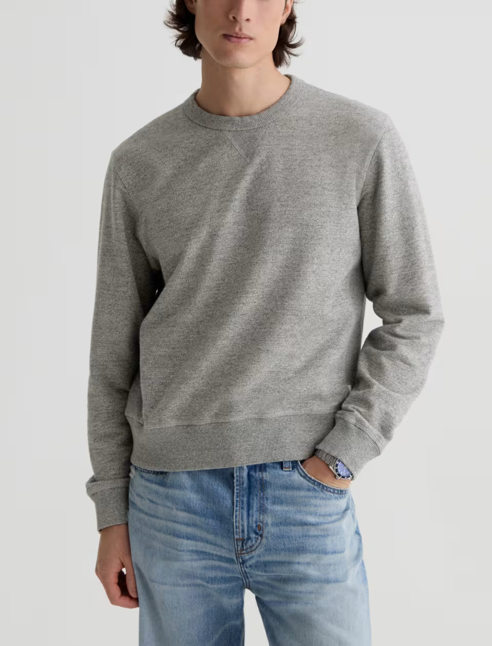 AG Blake Crew Sweatshirt - Heather Grey-Men's Sweatshirts-Brooklyn-Vancouver-Yaletown-Canada