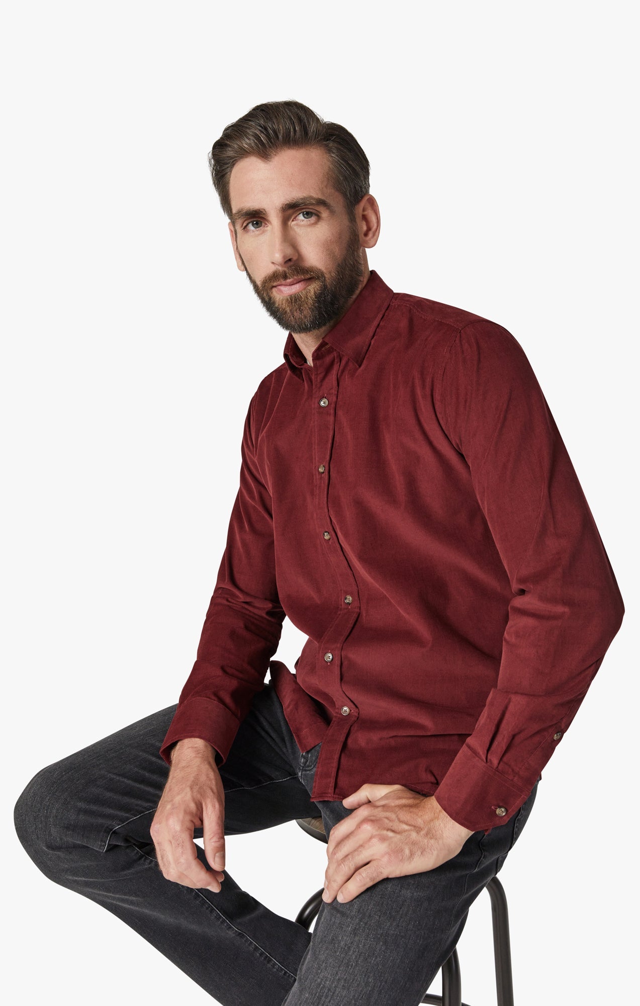 34 Heritage Shirt Corduroy Bordeaux-Men's Shirts-Brooklyn-Vancouver-Yaletown-Canada