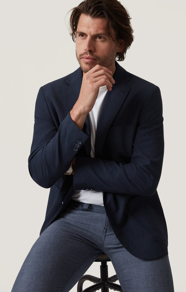 34 Heritage Matteo Seersucker Blazer - Navy-Men&#39;s Blazer-Brooklyn-Vancouver-Yaletown-Canada