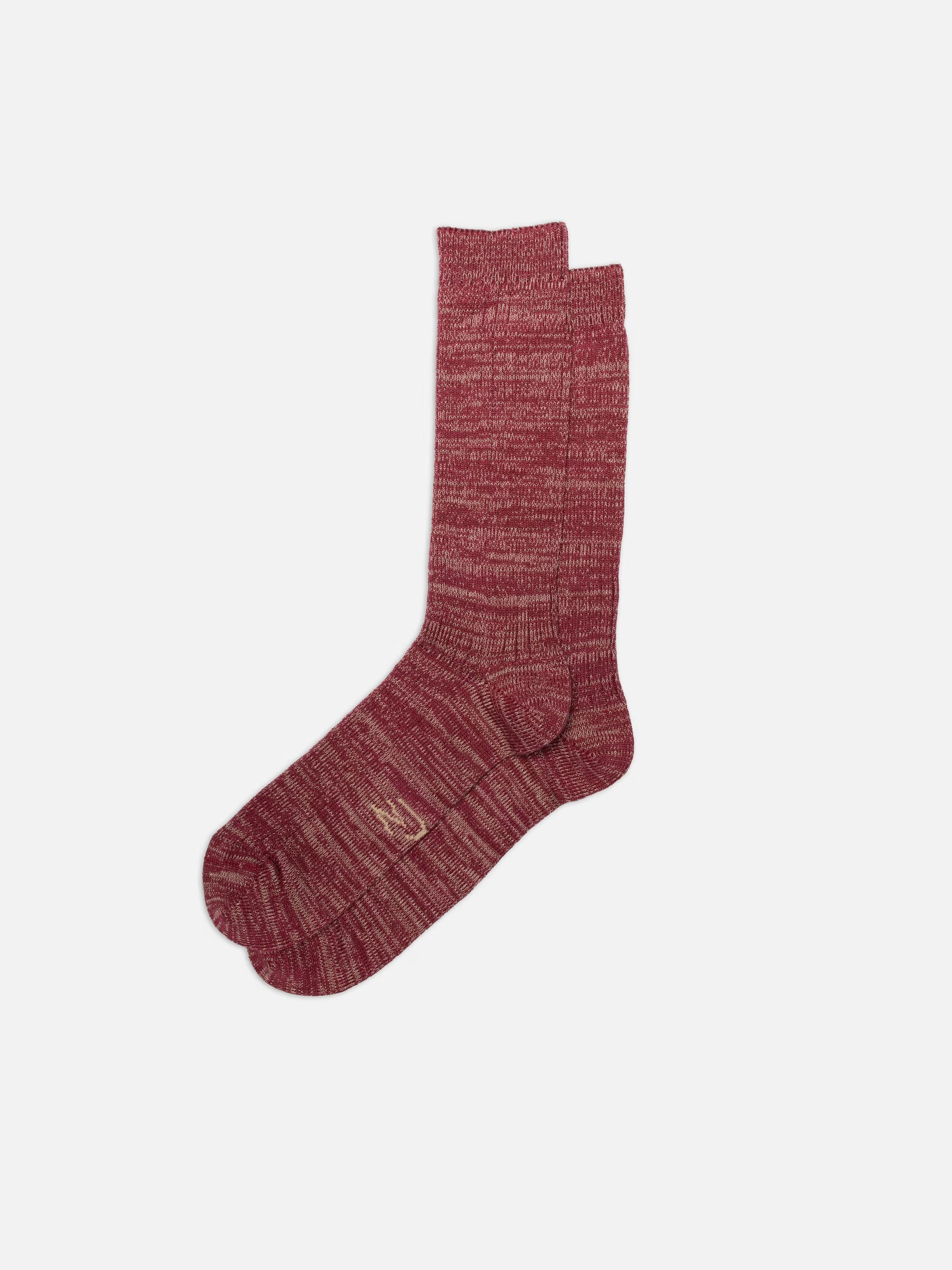 Nudie Rasmusson Mens Rib Sock - Burgundy