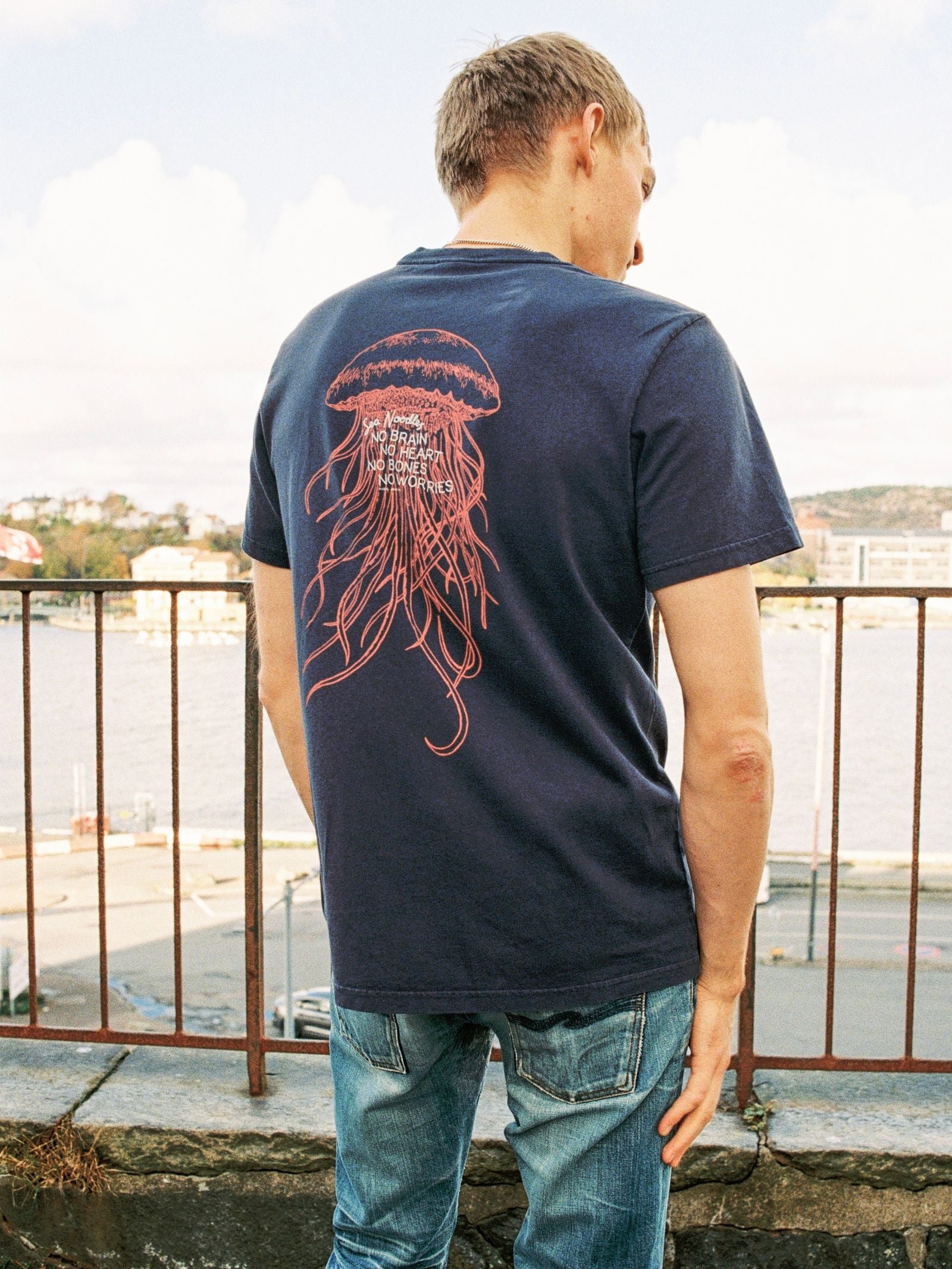 Nudie Roy Sea Noodles T-Shirt Dark Blue-Men's T-Shirts-Brooklyn-Vancouver-Yaletown-Canada
