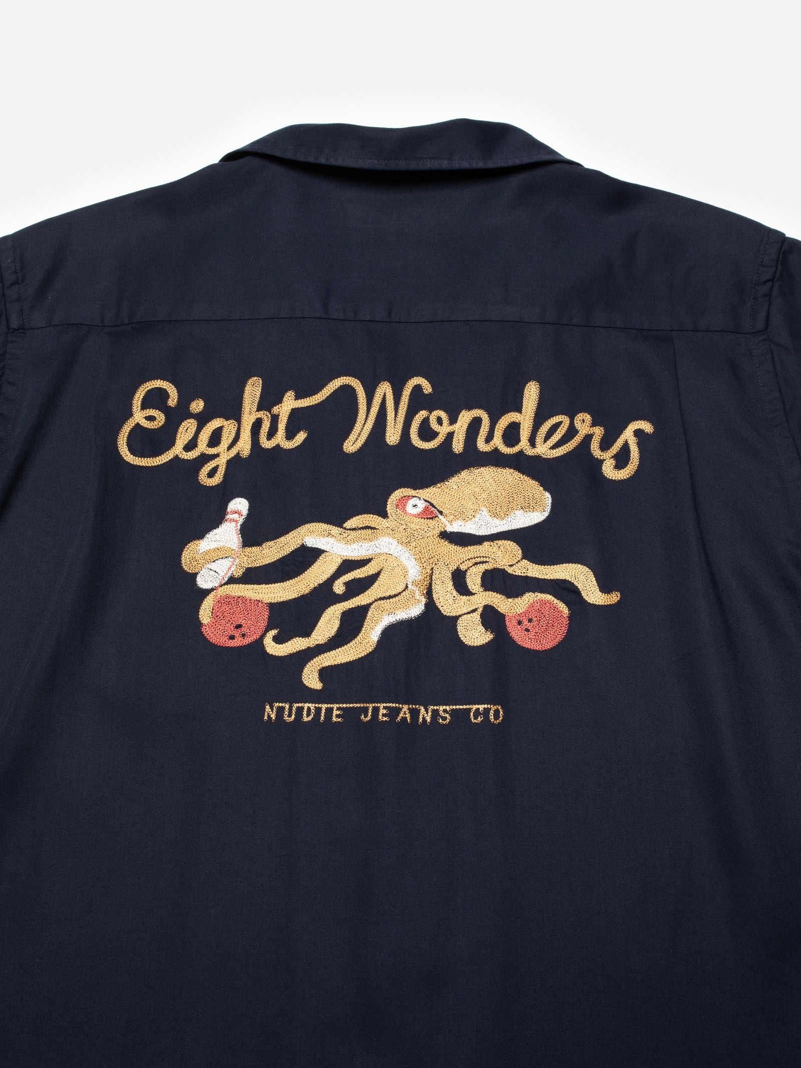 Nudie Arthur Bowling Shirt 8 Wonders Navy