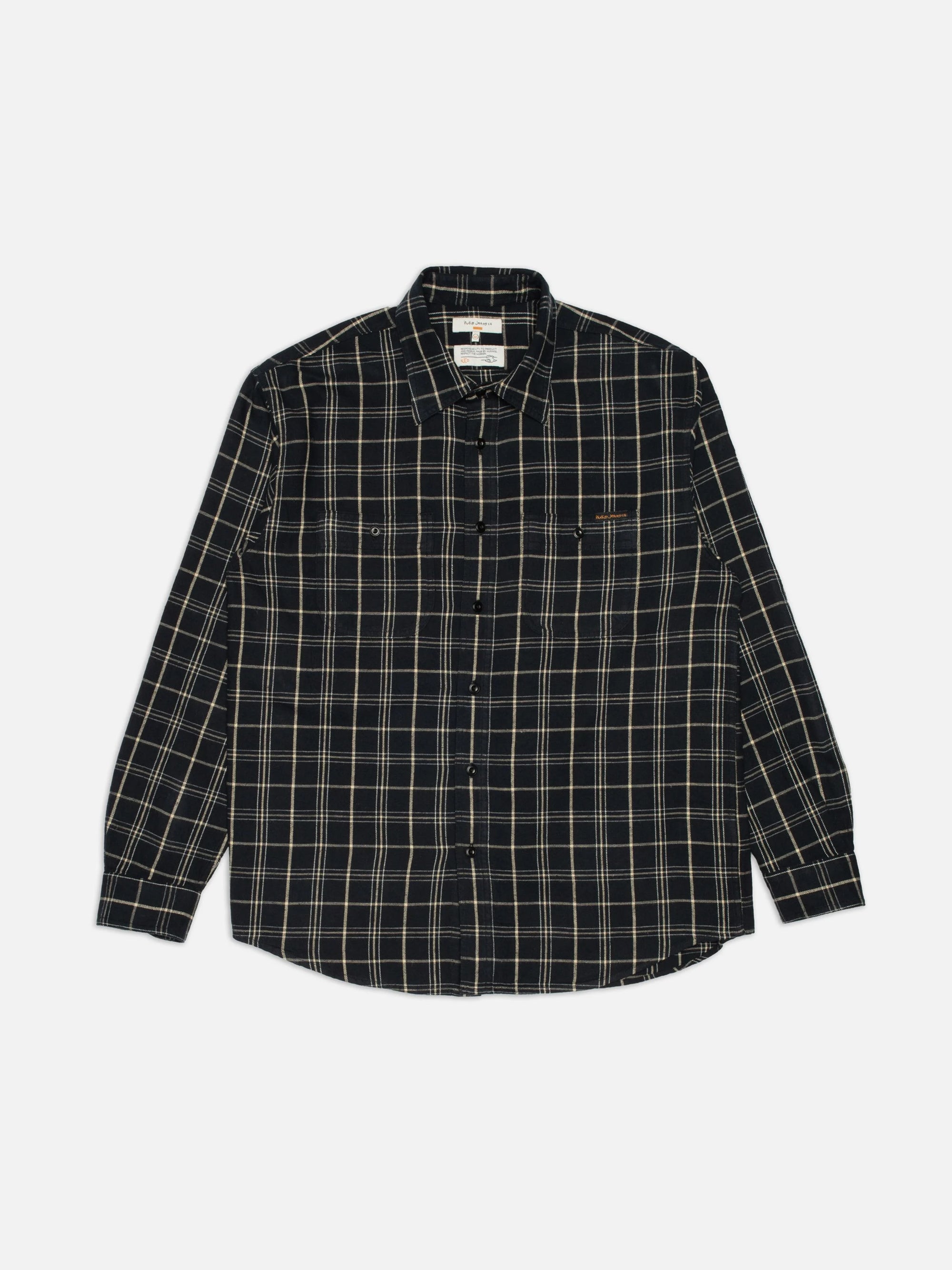 Nudie Julian Worker Shadow Check Shirt Black-Men's Shirts-Brooklyn-Vancouver-Yaletown-Canada