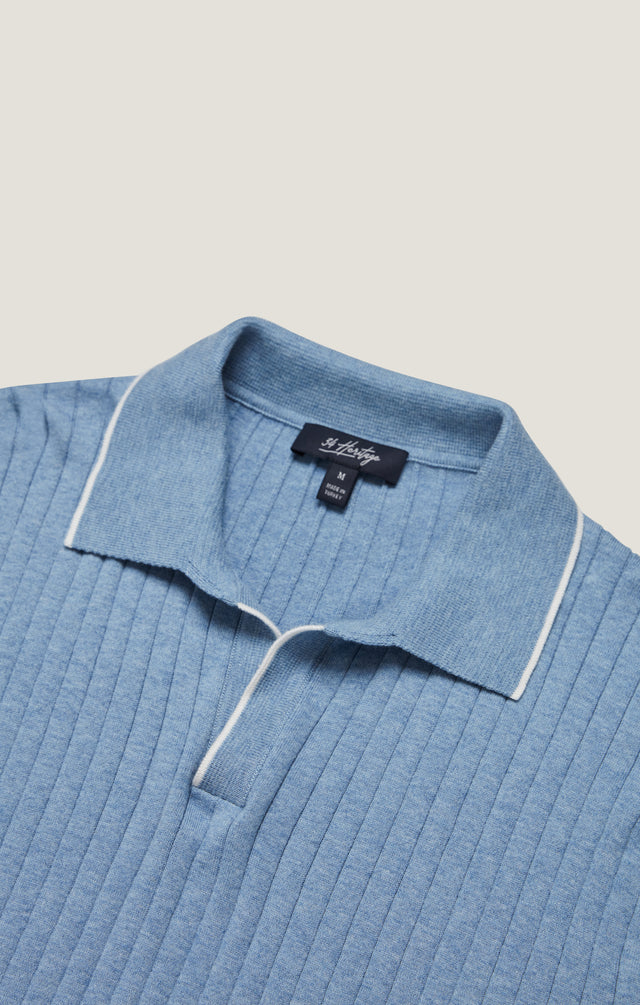 34 Heritage Polo Sweater - Blue-Men&#39;s Sweaters-Brooklyn-Vancouver-Yaletown-Canada