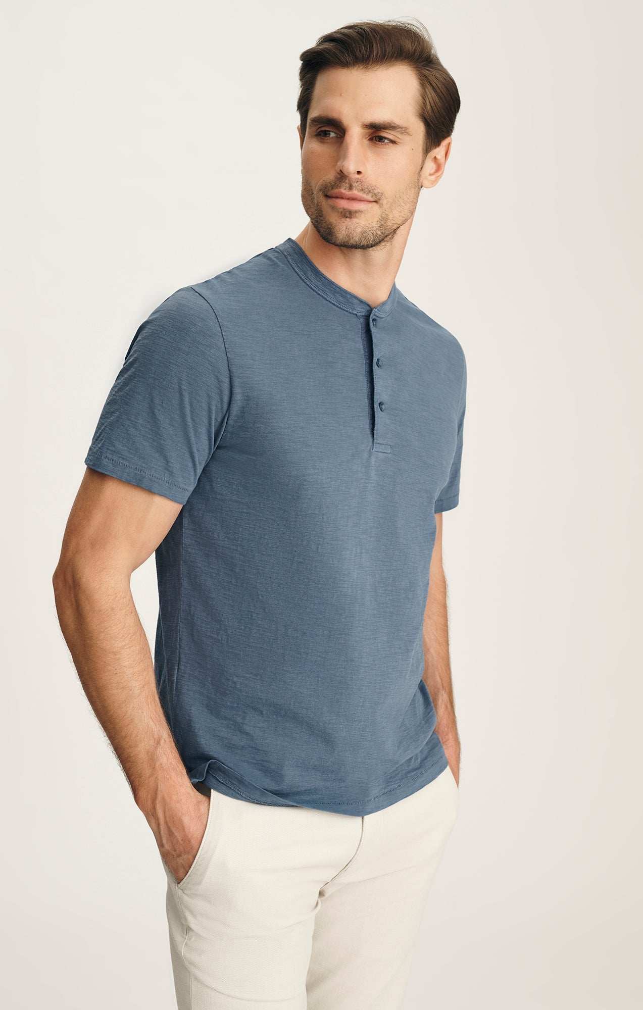 34 Heritage Slub Ss Henley Vintage Indigo-Men's T-Shirts-Brooklyn-Vancouver-Yaletown-Canada