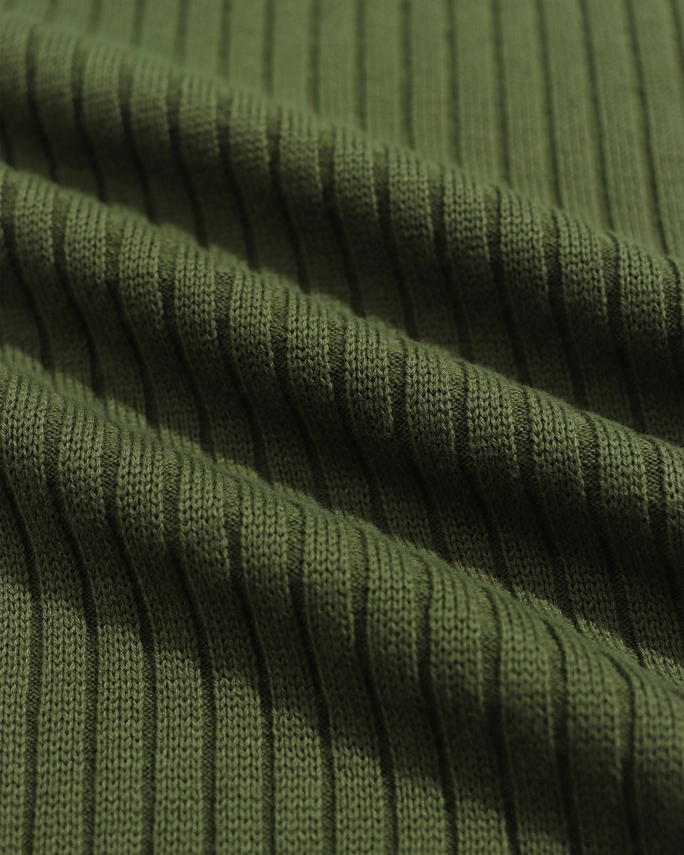 Far Afield Clifford Knitted Polo - Perforated-Green-Men's Sweaters-Brooklyn-Vancouver-Yaletown-Canada
