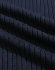 Far Afield Clifford Knitted Ribbed Polo - Spread Collared - Navy-Men's Sweaters-Brooklyn-Vancouver-Yaletown-Canada