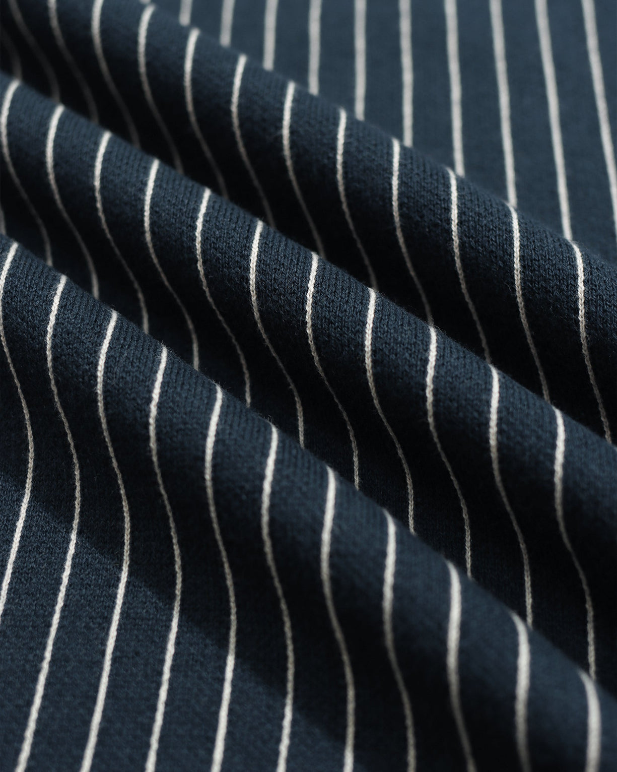 Far Afield Benny Knitted Polo - Navy/White Pinstripe-Men&#39;s Sweaters-Brooklyn-Vancouver-Yaletown-Canada