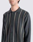 Far Afield Zigger Cardigan - Kuki Stripe - Grey Stripe Multi-Men's Sweaters-Brooklyn-Vancouver-Yaletown-Canada