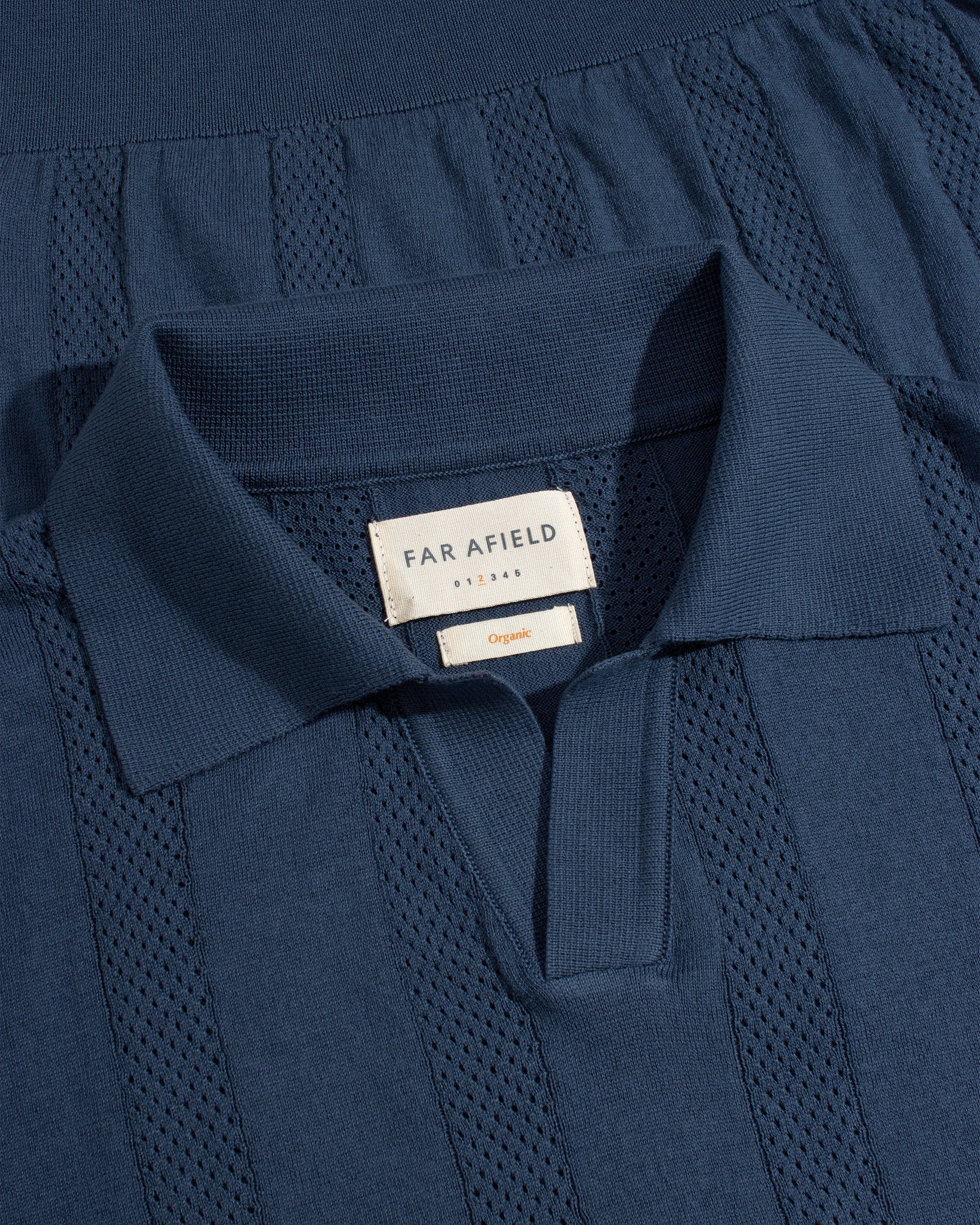 Far Afield Clifford Knitted Polo - Perforated - Blue-Men's Sweaters-Brooklyn-Vancouver-Yaletown-Canada