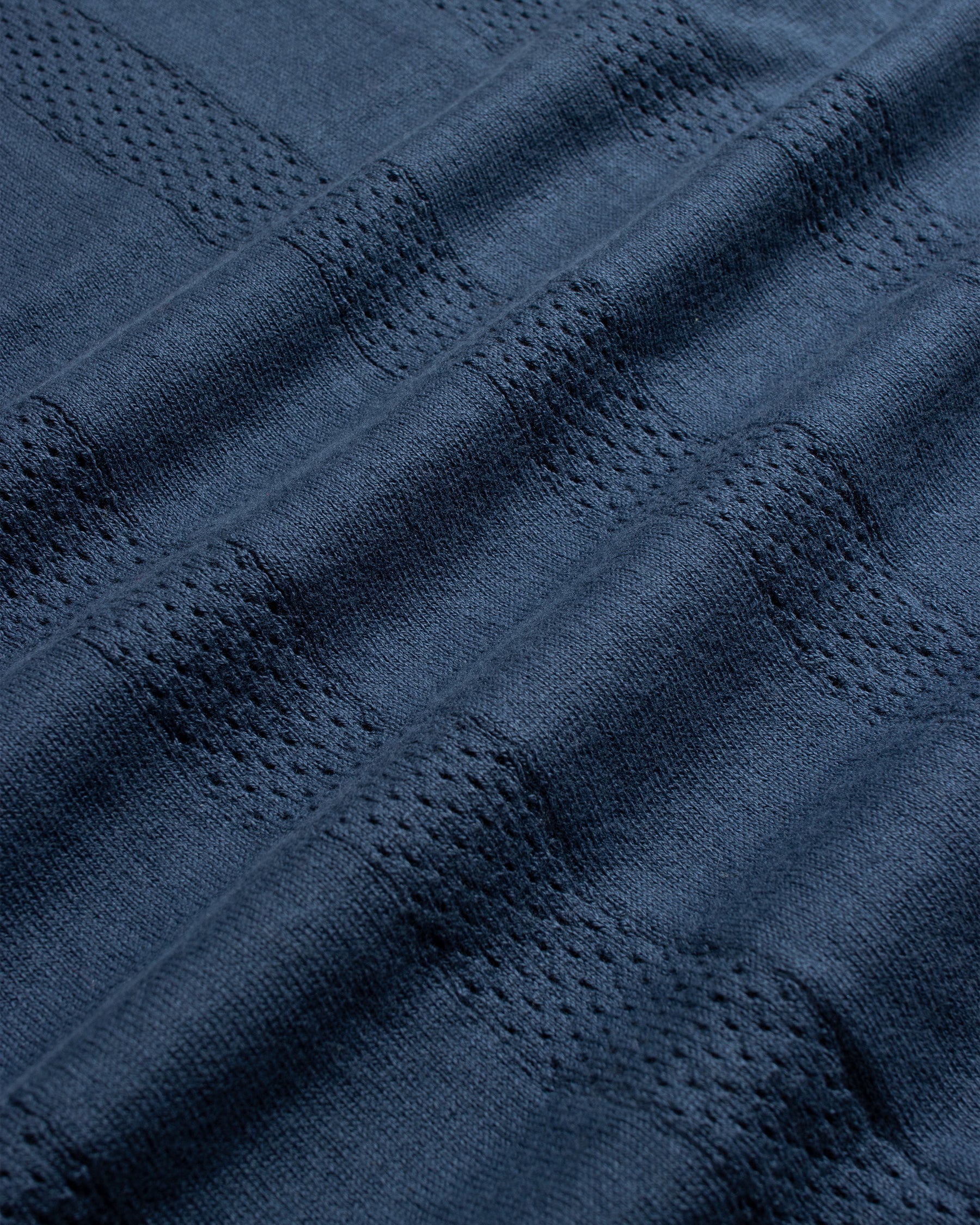 Far Afield Clifford Knitted Polo - Perforated - Blue-Men's Sweaters-Brooklyn-Vancouver-Yaletown-Canada