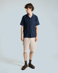 Far Afield Selleck Shirt - Dobby Stripe - Blue/Navy-Men's Shirts-Brooklyn-Vancouver-Yaletown-Canada