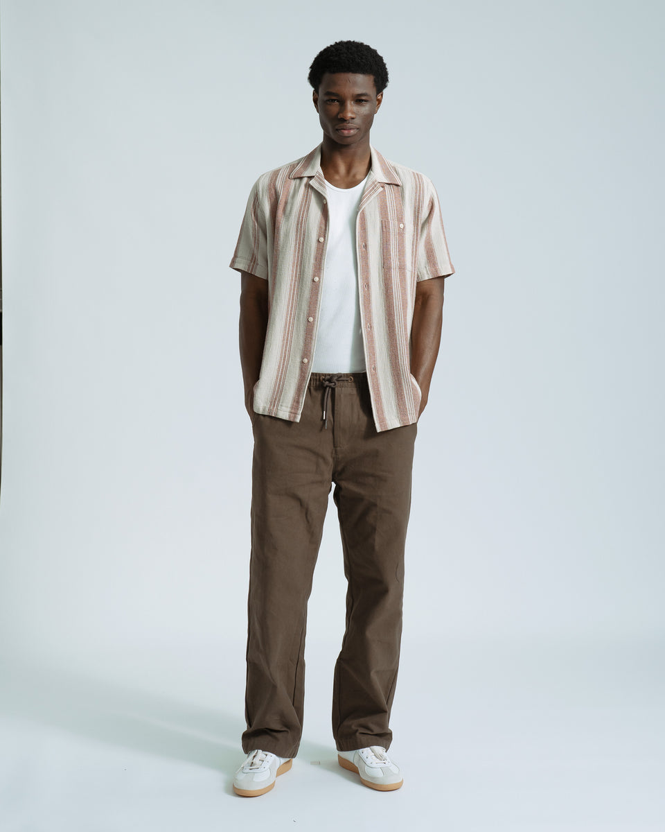 Far Afield Selleck Shirt - Dobby Stripe - Sand/Red-Men's Shirts-Brooklyn-Vancouver-Yaletown-Canada