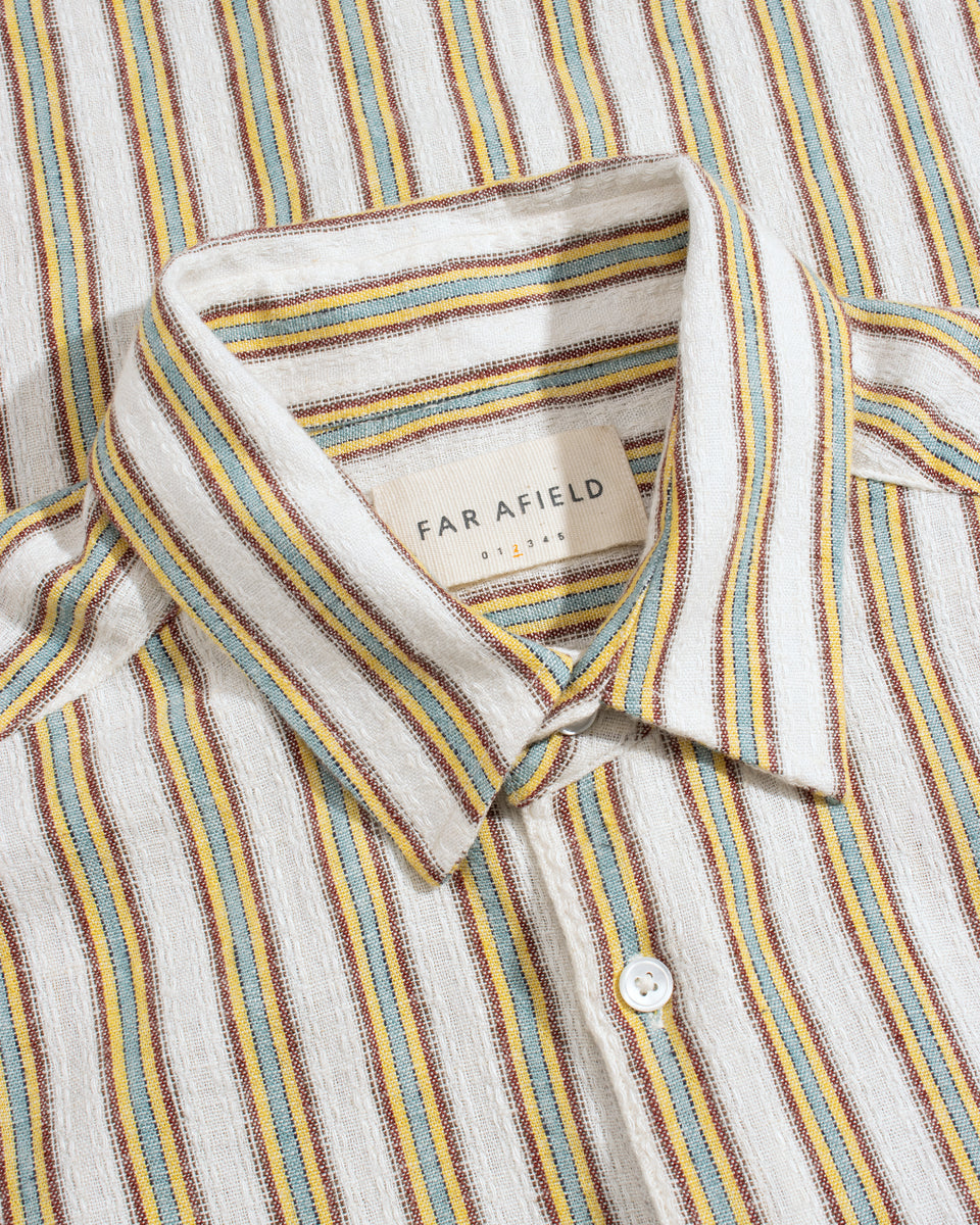 Far Afield Classic Shirt - Canopy Stripe - White/Multi-Men's Shirts-Brooklyn-Vancouver-Yaletown-Canada