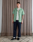 Far Afield Stachio SS Leaf Jacquard Button Up Frosty Green SS24