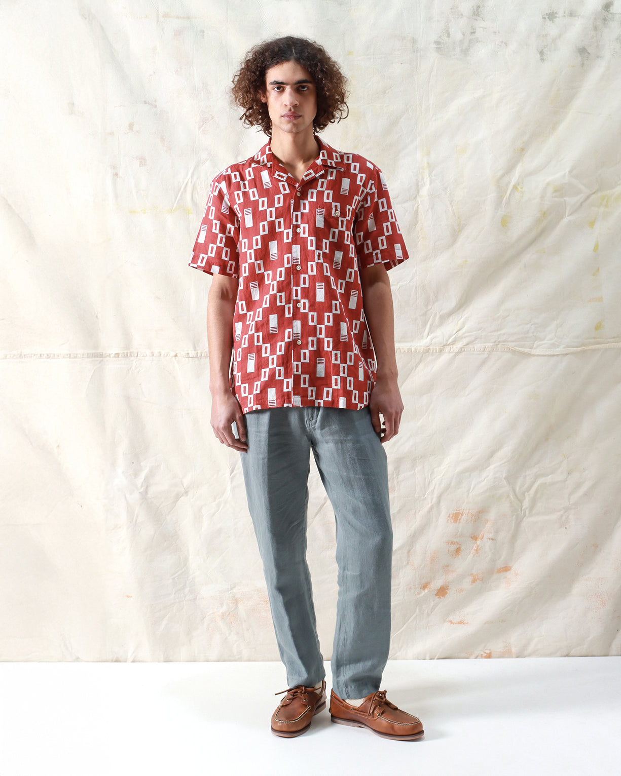 Far Afield Selleck SS Shirt - Ceatano Print Deep Red-Men&#39;s Shirts-Brooklyn-Vancouver-Yaletown-Canada