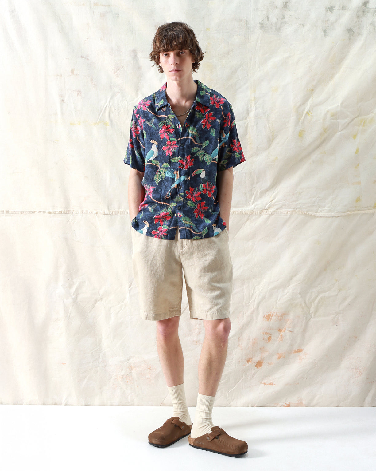 Far Afield Busey SS Shirt - Tropical Birds Print Multi-Men's Shirts-Brooklyn-Vancouver-Yaletown-Canada