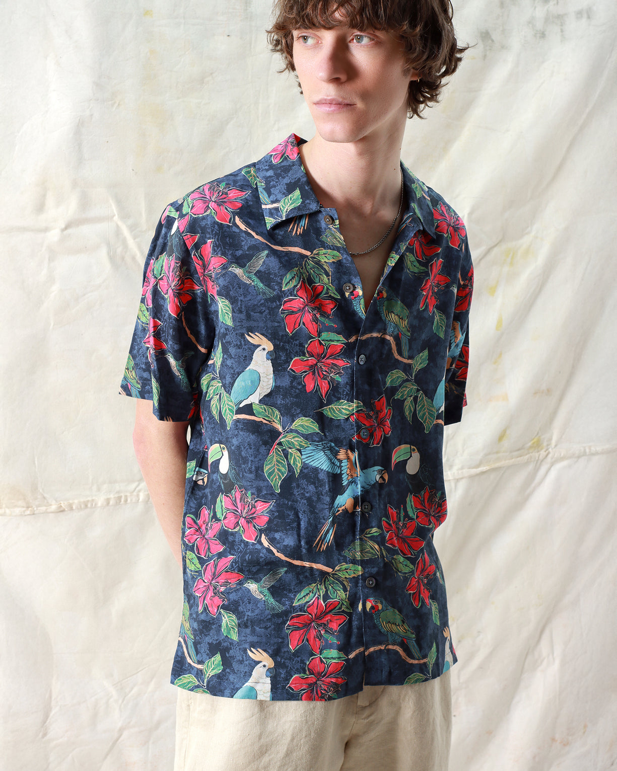 Far Afield Busey SS Shirt - Tropical Birds Print Multi-Men&#39;s Shirts-Brooklyn-Vancouver-Yaletown-Canada