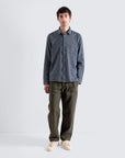 Far Afield Classic Two Pocket Shirt - Dobby Blocks - Navy/Stone-Men's Shirts-Brooklyn-Vancouver-Yaletown-Canada