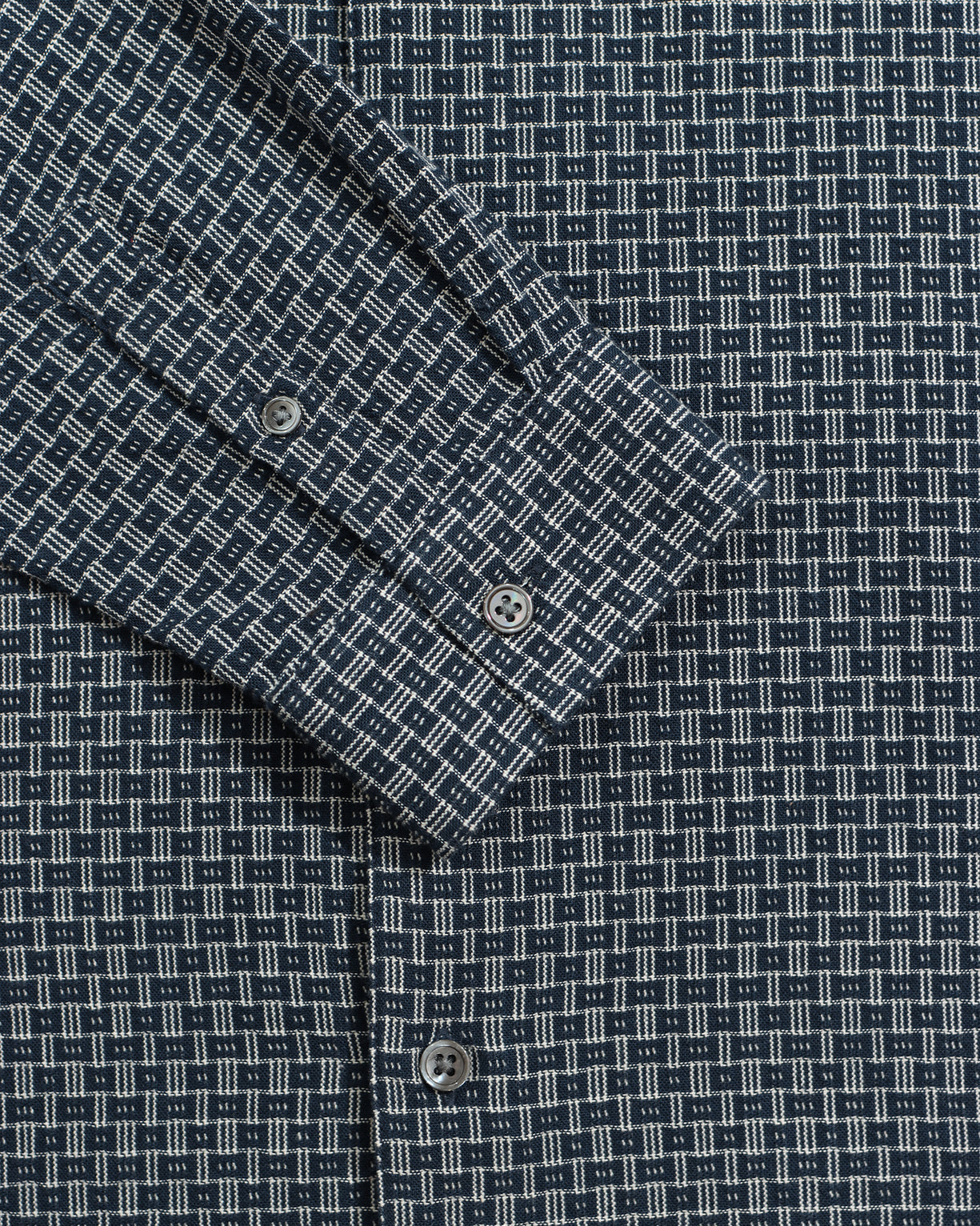 Far Afield Classic Two Pocket Shirt - Dobby Blocks - Navy/Stone-Men&#39;s Shirts-Brooklyn-Vancouver-Yaletown-Canada