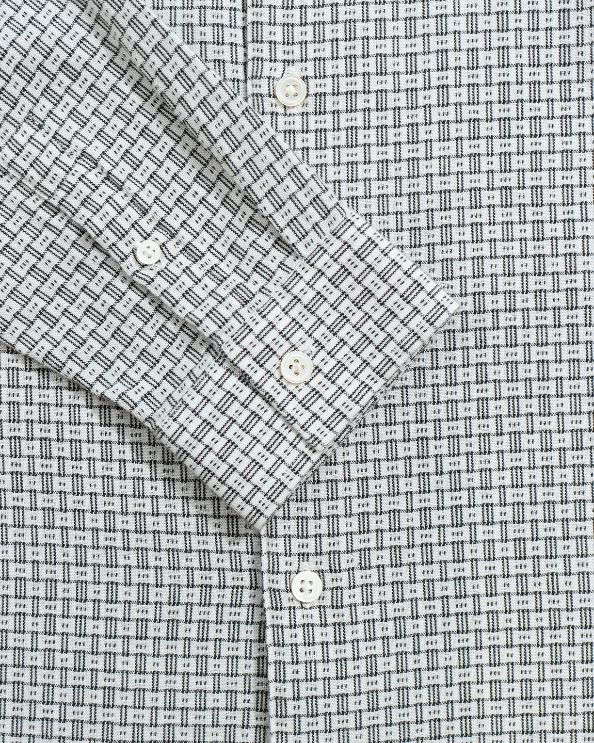 Far Afield Classic Two Pocket Shirt - Dobby Blocks - White/Grey-Men&#39;s Shirts-Brooklyn-Vancouver-Yaletown-Canada