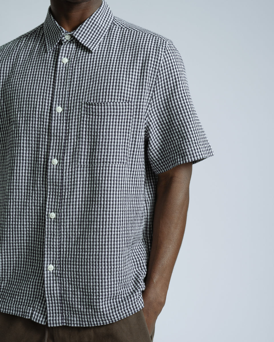 Far Afield Costa Shirt - GinghamCheck-Navy-Men's Shirts-Brooklyn-Vancouver-Yaletown-Canada